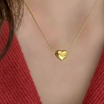 Minimal Gold Heart Pendant Necklace for Everyday Wear