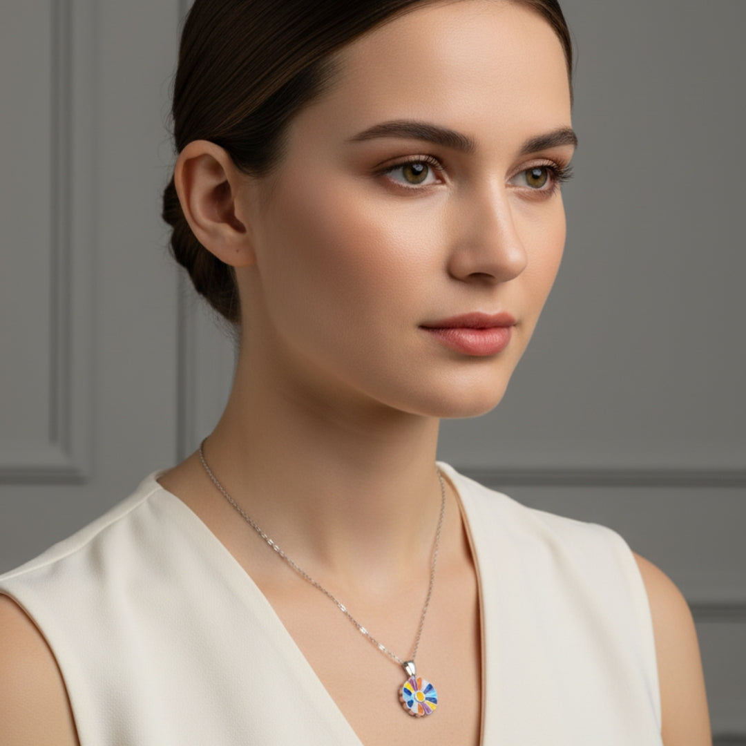 Vivid Multicolor Anti-Tarnish Flower Pendant Necklace