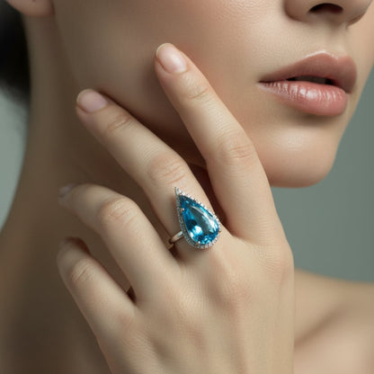 Ocean Teardrop AD Cocktail Ring