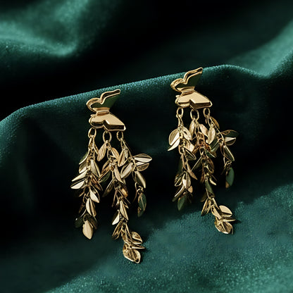 Gold Butterfly Tassel Earrings