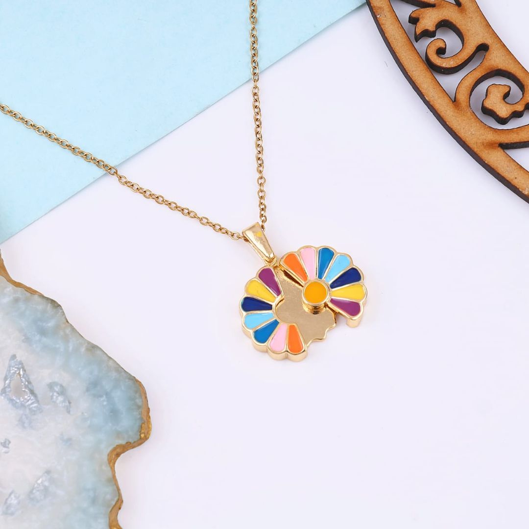 Vivid Multicolor Anti-Tarnish Flower Pendant Necklace
