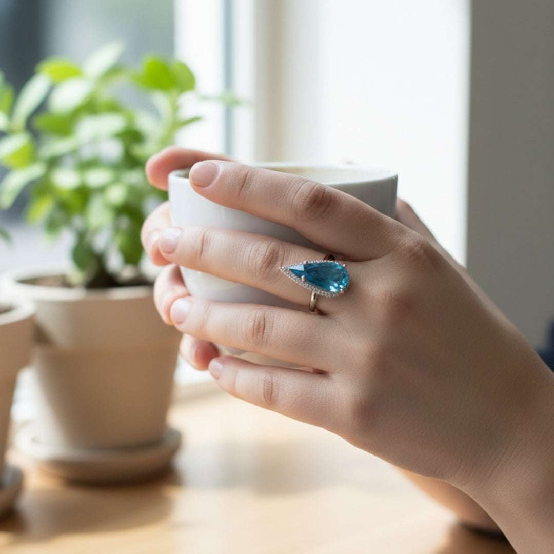 Ocean Teardrop AD Cocktail Ring