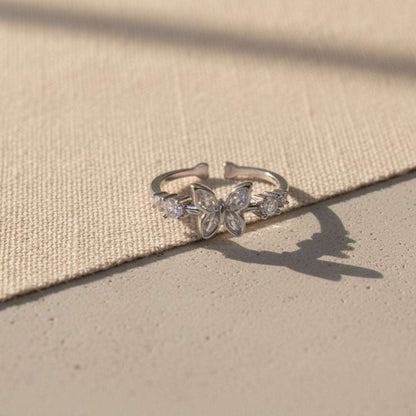 Silver Plated Butterfly Sparkle Ring