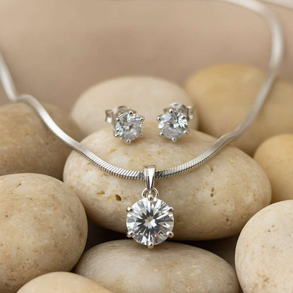 Elegant Solitaire American Diamond Necklace Set