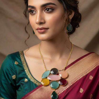 Multicolor Statement Necklace & Earrings Set