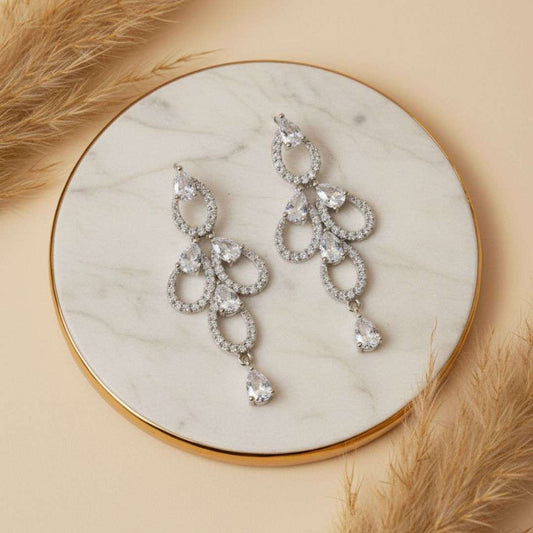 American Diamond Layered Chandelier Earrings