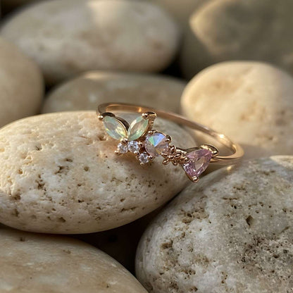 Butterfly Gold Plated Diamond Ring