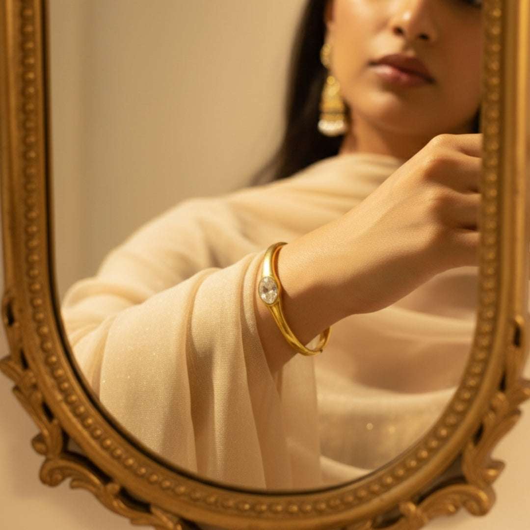 AD Premium Gold Solitaire Bangle