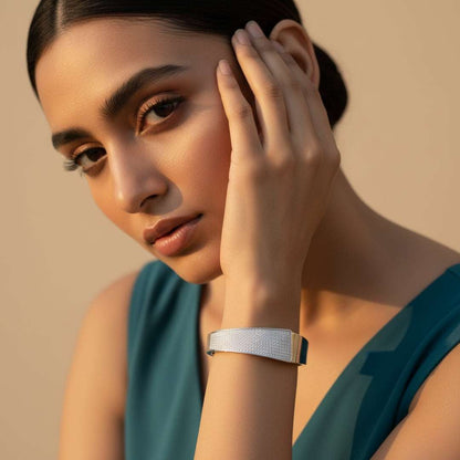AD Premium Silver Cuff Bangle