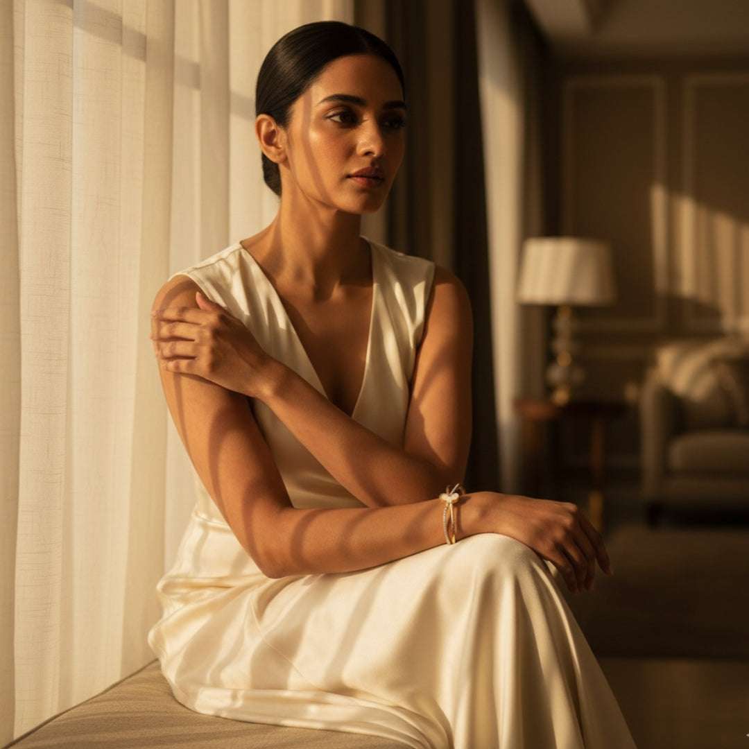 Anti-Tarnish Butterfly Bracelet | Mother of Pearl & Crystal Bangle