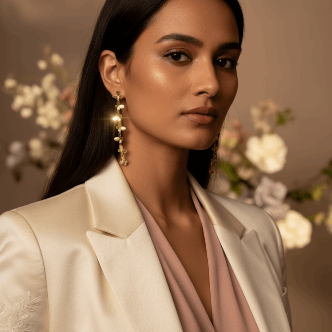 Gold Butterfly Chain Drop Earrings