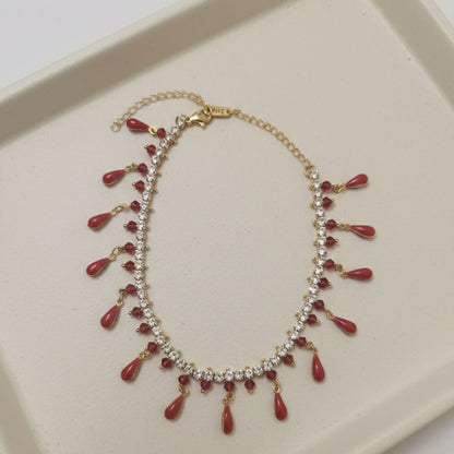 Handcrafted Red Bead Anklet – Elegant Summer Accent