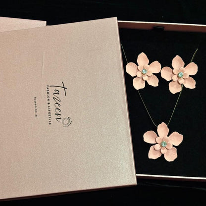 Blush Pink Floral Necklace & Earring Set