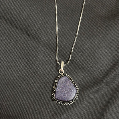 Midnight Blue Sandstone Pendant Necklace