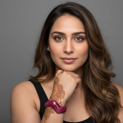 Wine Berry Resin Wave Bangle Bracelet for Women –  Statement Cuff