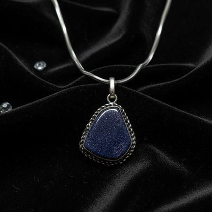 Midnight Blue Sandstone Pendant Necklace