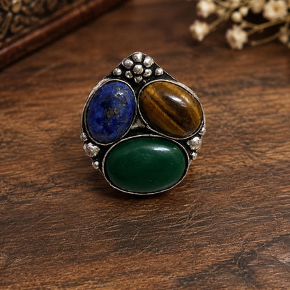 Mystic Trio Tiger Eye Gemstone Ring