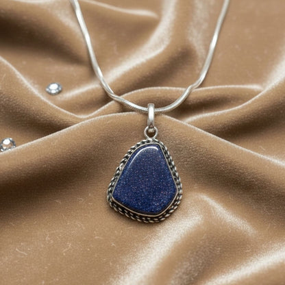 Midnight Blue Sandstone Pendant Necklace