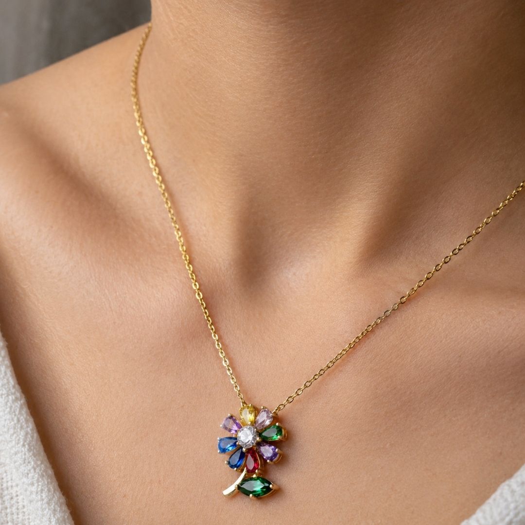 Radiant Multicolor Anti-Tarnish Diamond Pendant