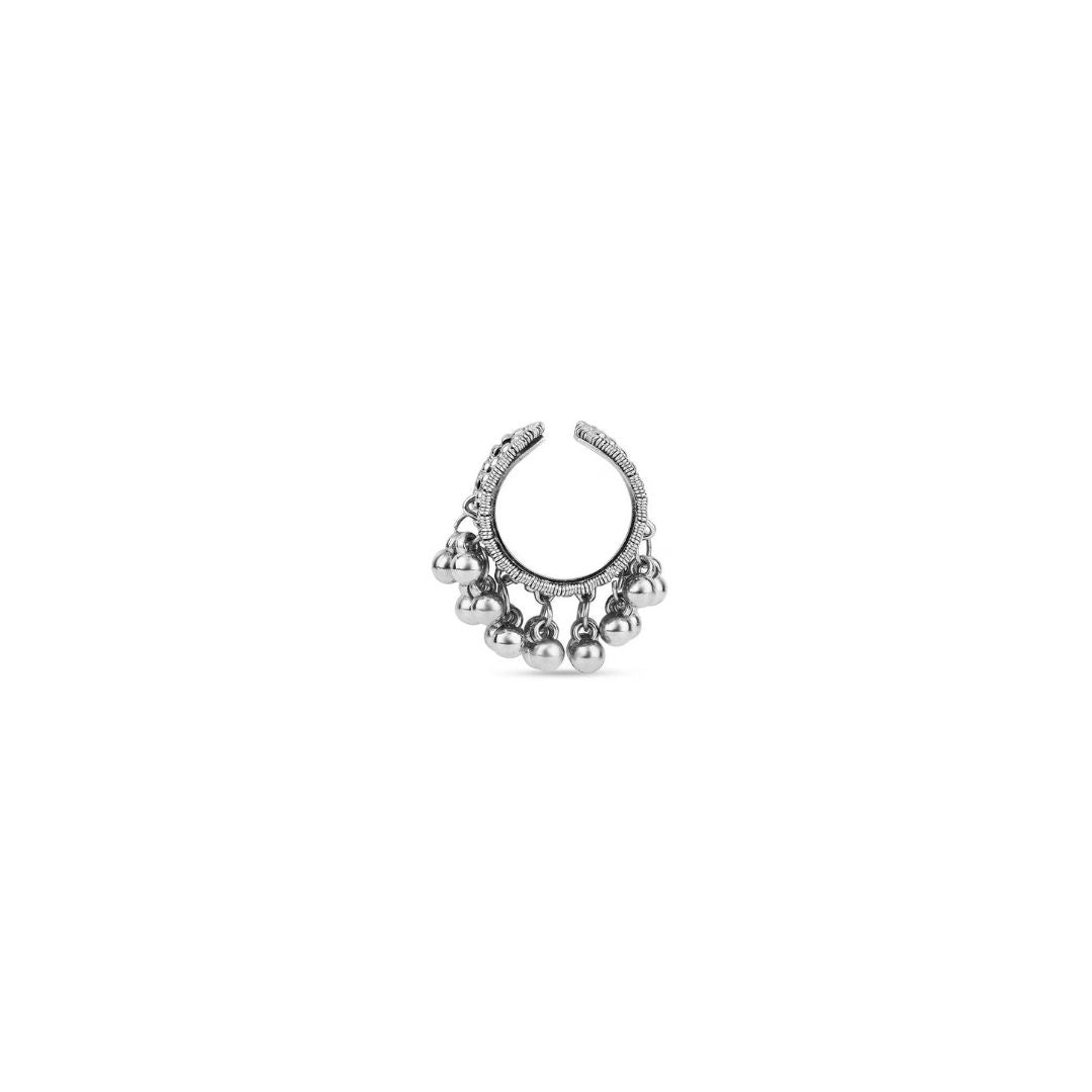 Oxidized German Silver Ghungroo Statement Toe Ring / Midi Ring