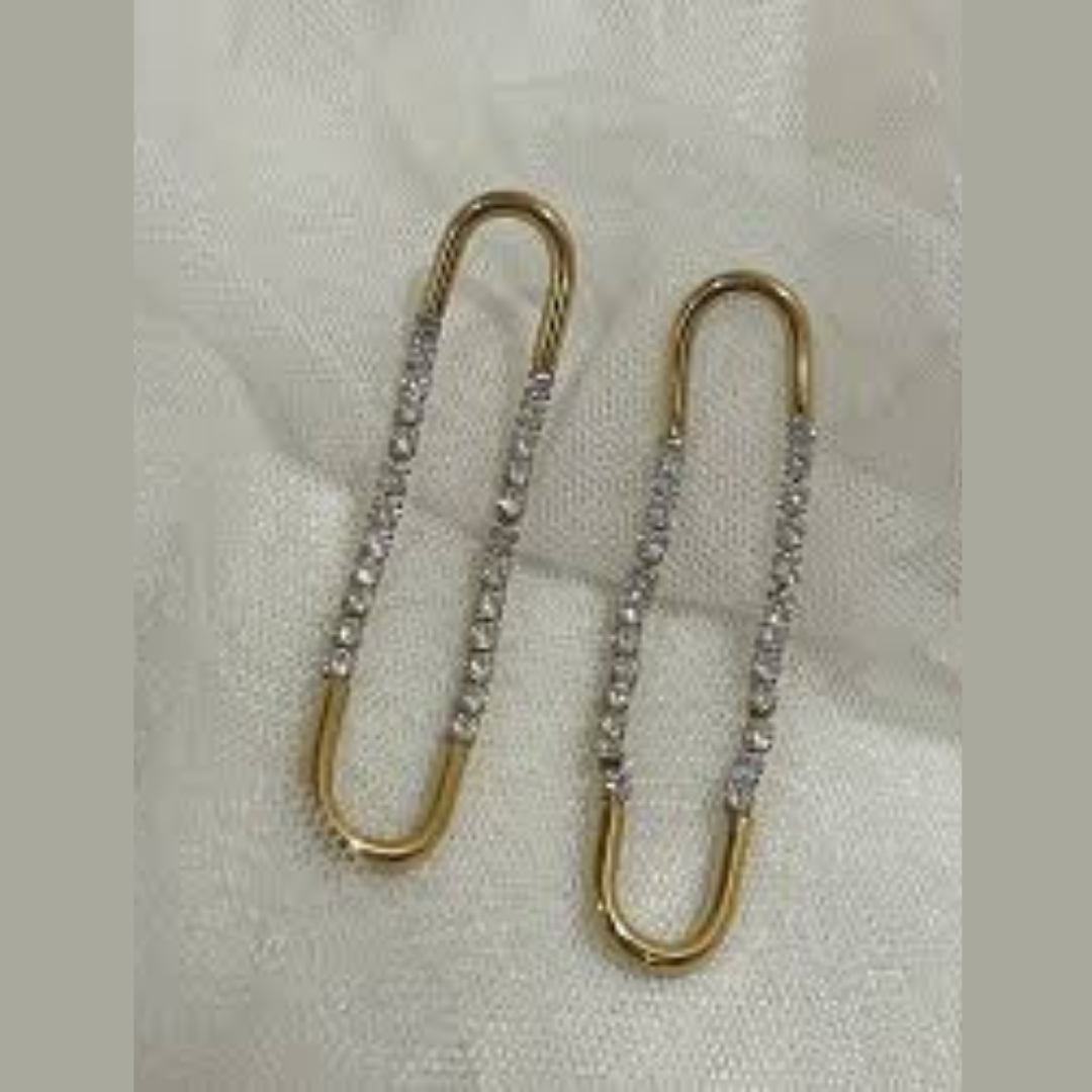 18K Gold Plated Crystal Link Drop Earrings