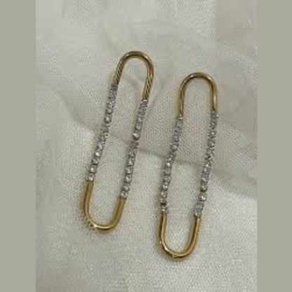 18K Gold Plated Crystal Link Drop Earrings