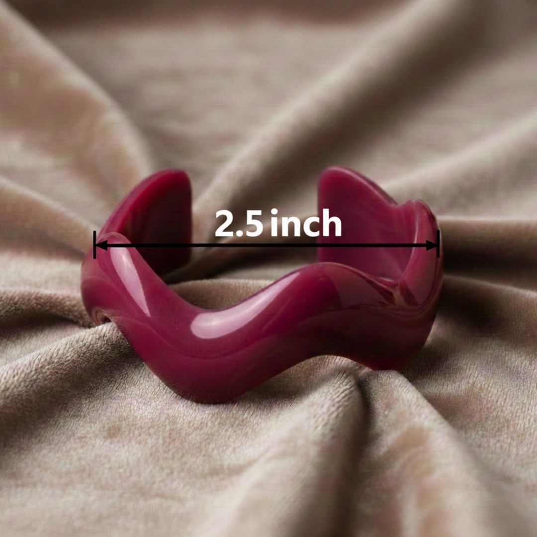 Wine Berry Resin Wave Bangle Bracelet for Women –  Statement Cuff