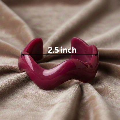 Wine Berry Resin Wave Bangle Bracelet for Women –  Statement Cuff