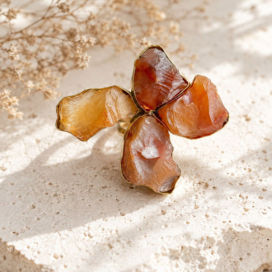 Blush Quartz Petal Statement Ring in Gold Vermeil