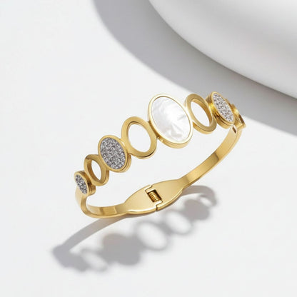Anti-Tarnish Gold Bracelet | White Stone & Crystal Designer Bangle