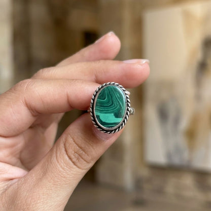 Vintage Lapis Multi Green Stone Silver Ring