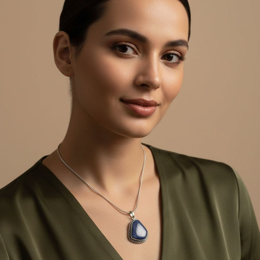 Midnight Blue Sandstone Pendant Necklace