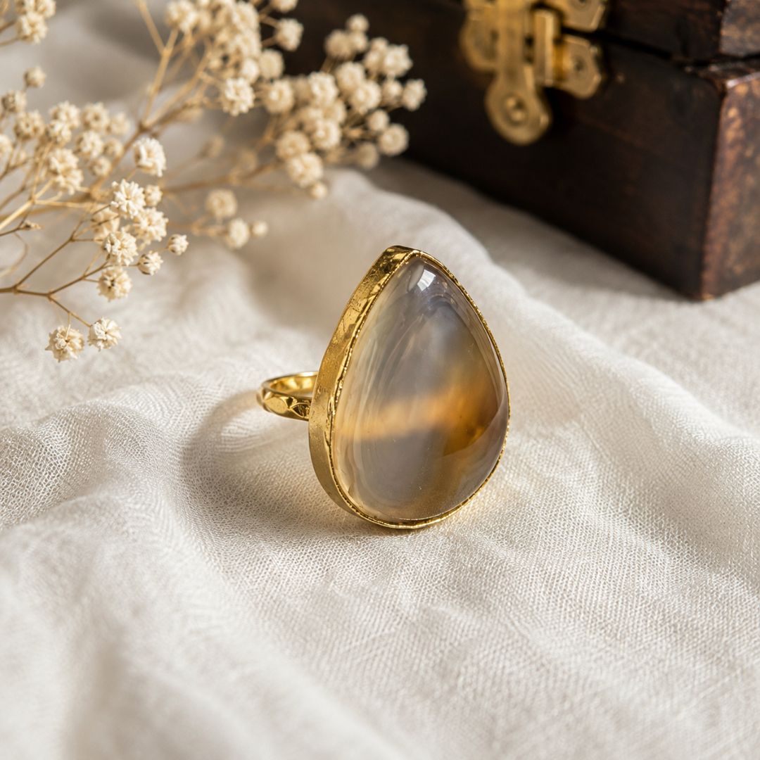 Teardrop Amethyst & Golden Quartz Gemstone Pendant