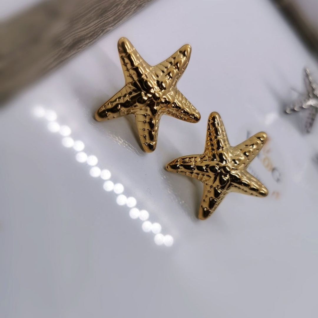 Gold Plated Starfish Stud Earrings