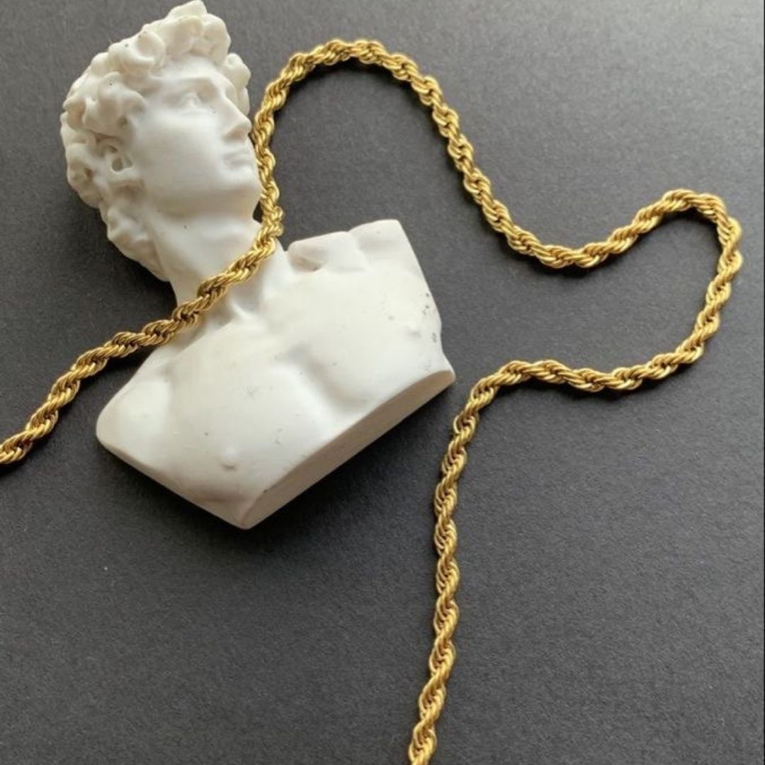 Gold Plated Stainless Steel Anti Tarnish Twisted Chain Necklace