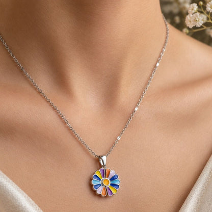 Vivid Multicolor Anti-Tarnish Flower Pendant Necklace
