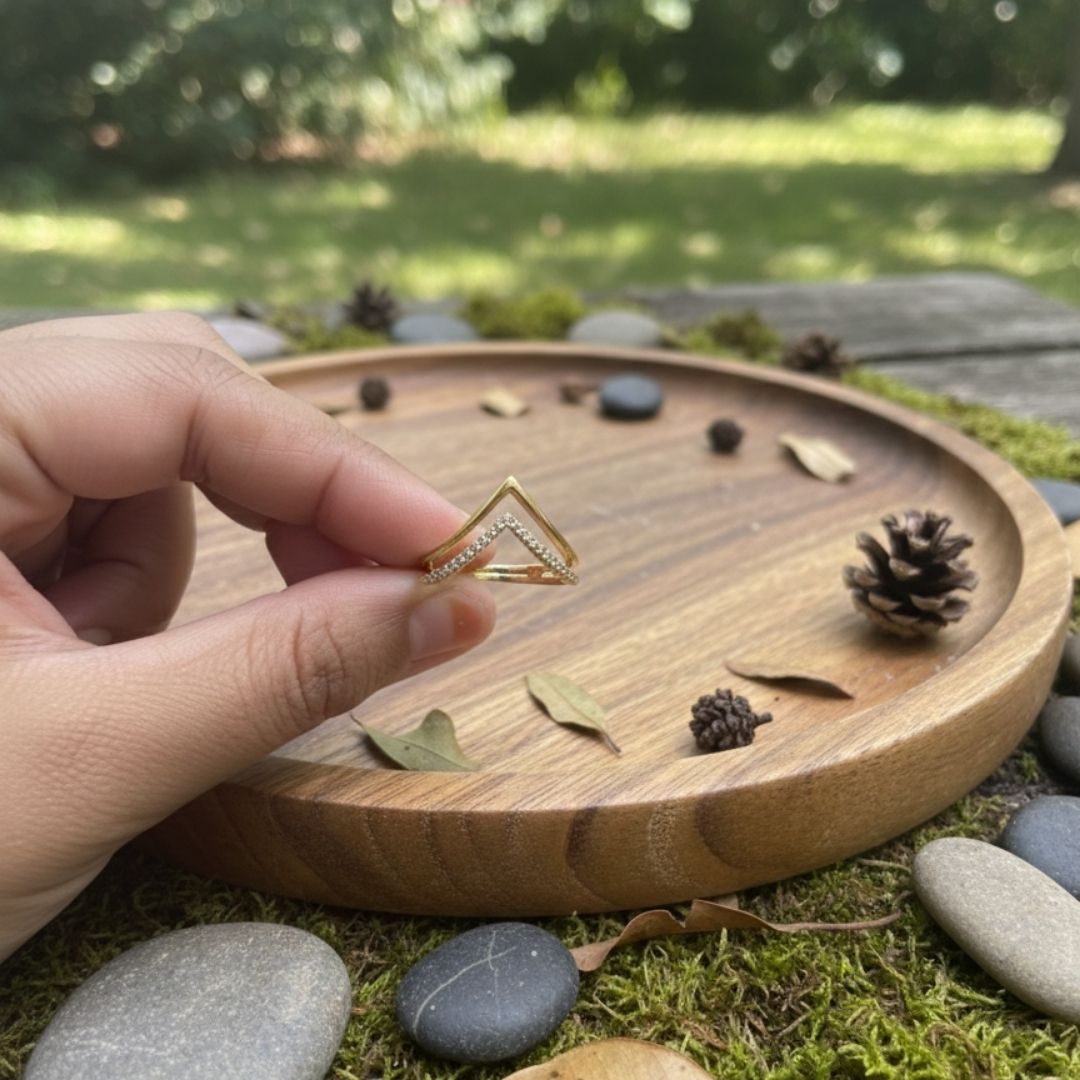 Anti-Tarnish 18K Gold Plated V Design Ring