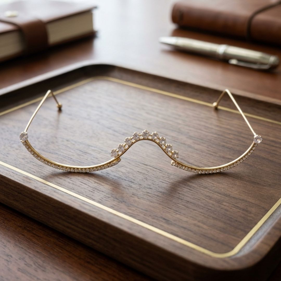 Chic Brass Facelet with Sparkling Arc Design Facelet