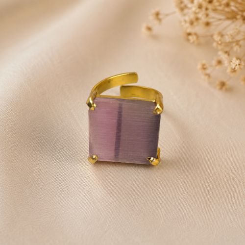 Gold Open-Band Lavender Gemstone Ring