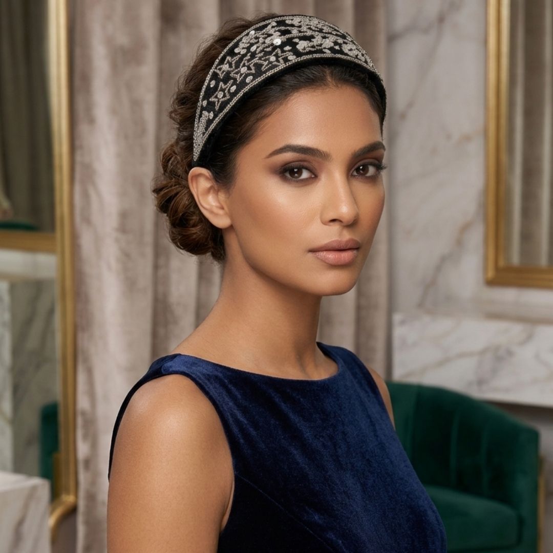 Handmade Premium Velvet Hairband with Sequin & Star Embellishment
