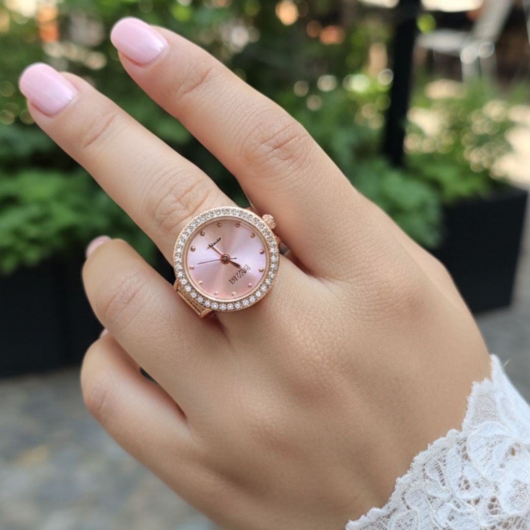 Rose Gold Blush Dial American Diamond Ring