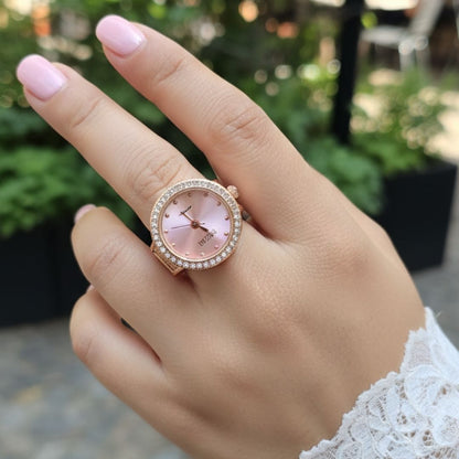 Rose Gold Blush Dial American Diamond Ring
