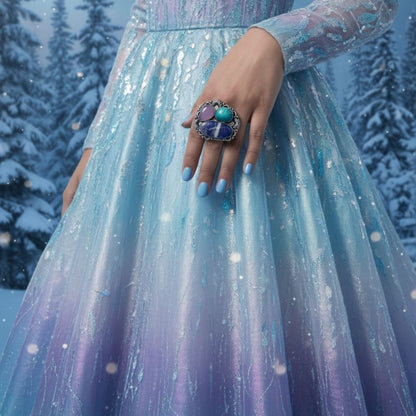 Bohemian Garden Natural Stone Oxidised Statement Ring