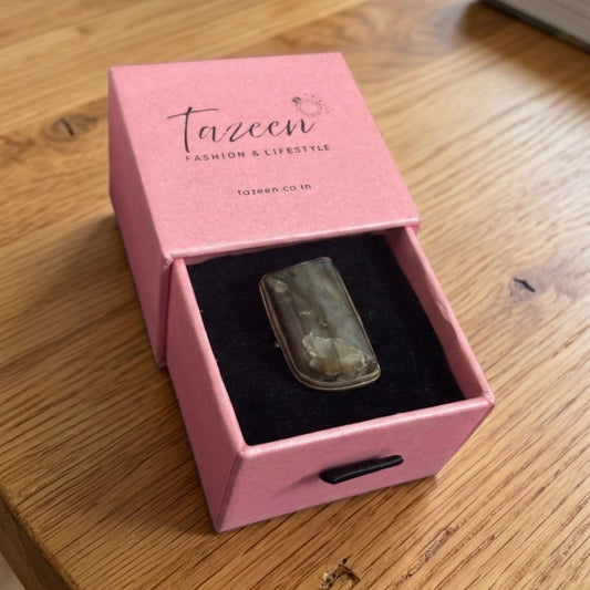 Rectangular Stone Brass Statement Ring