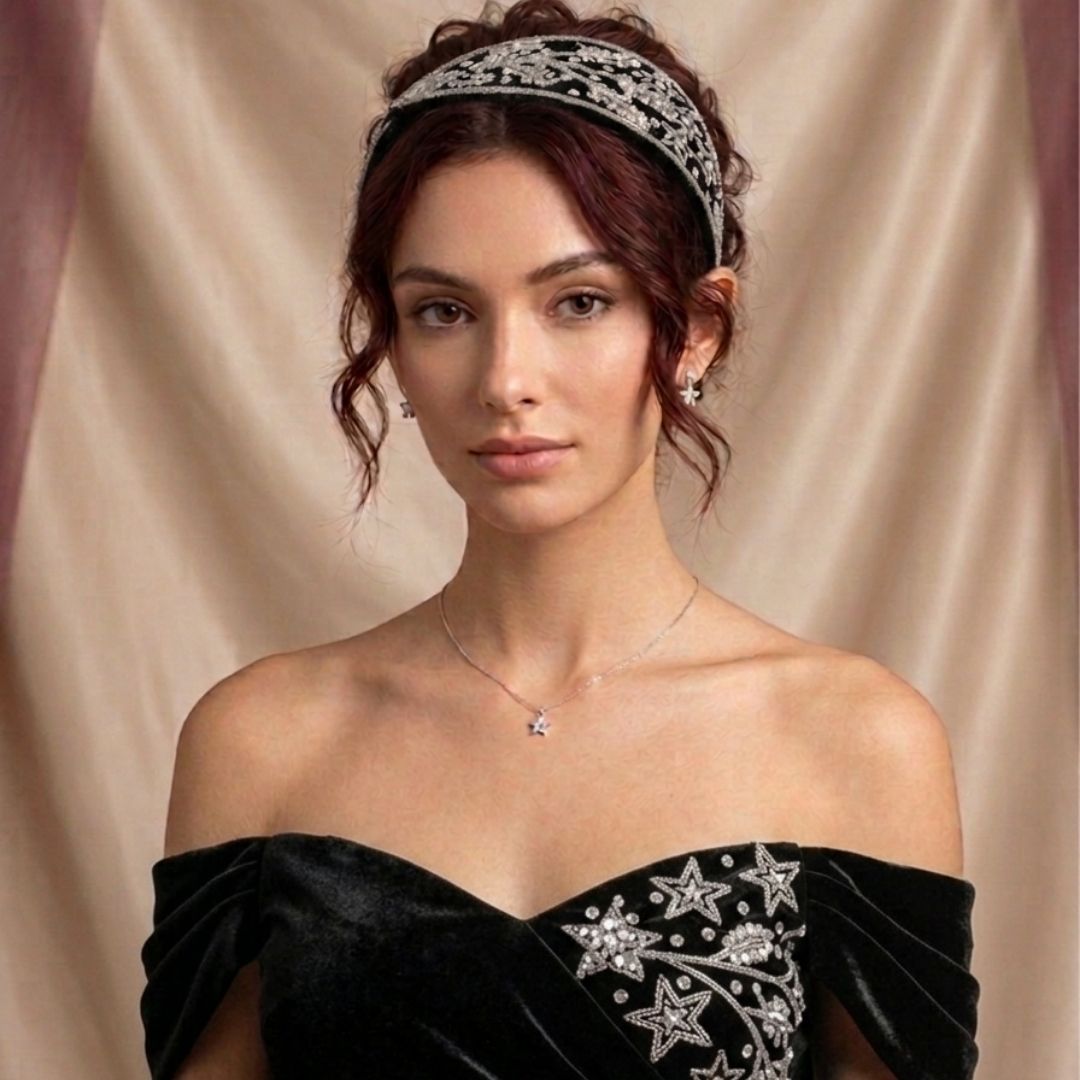 Handmade Premium Velvet Hairband with Sequin & Star Embellishment