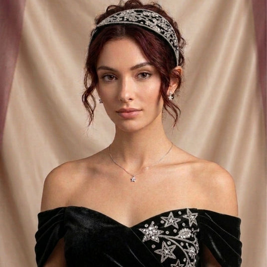 Handmade Premium Velvet Hairband with Sequin & Star Embellishment