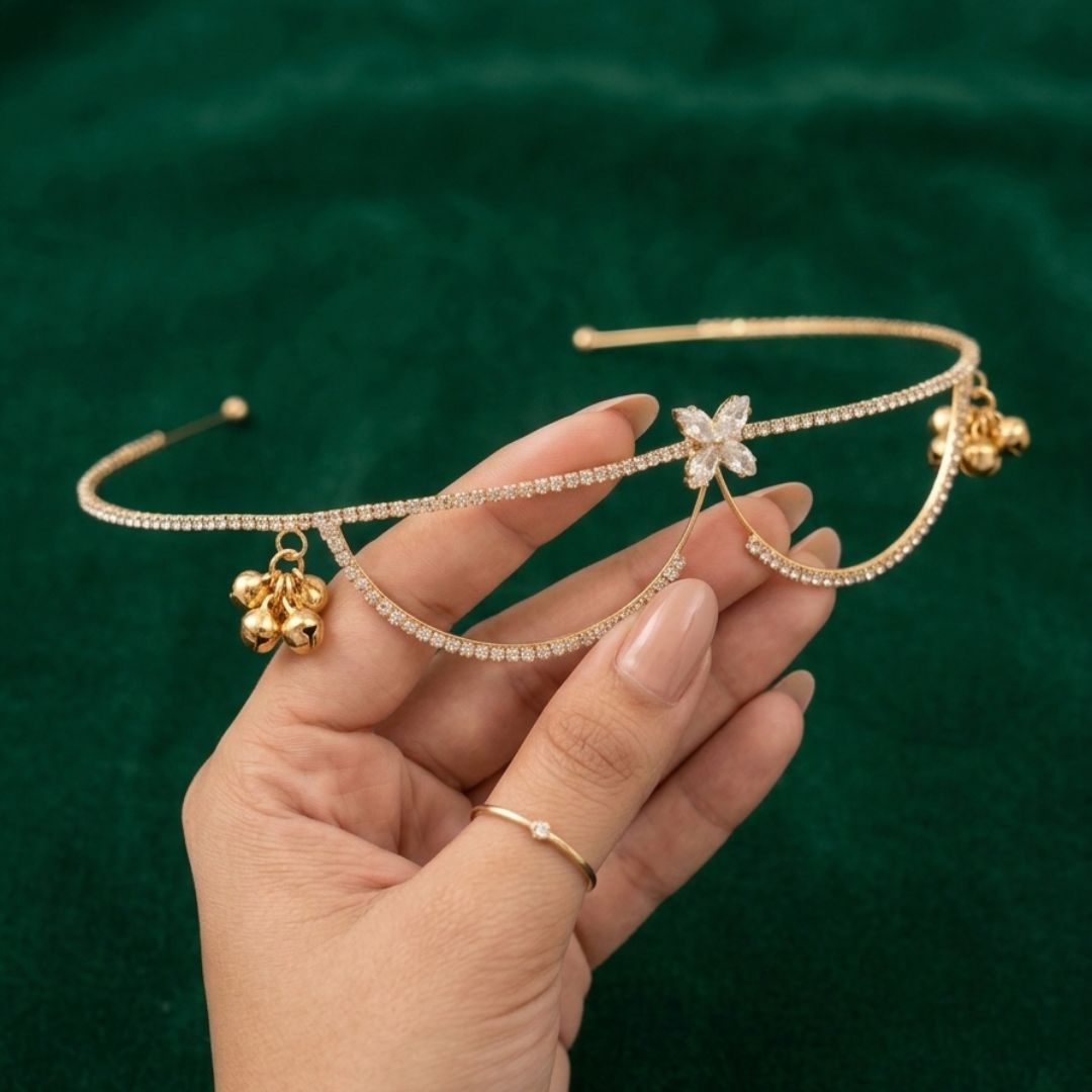 Elegant Gold Butterfly & Heart Charm Double-Layer Headband
