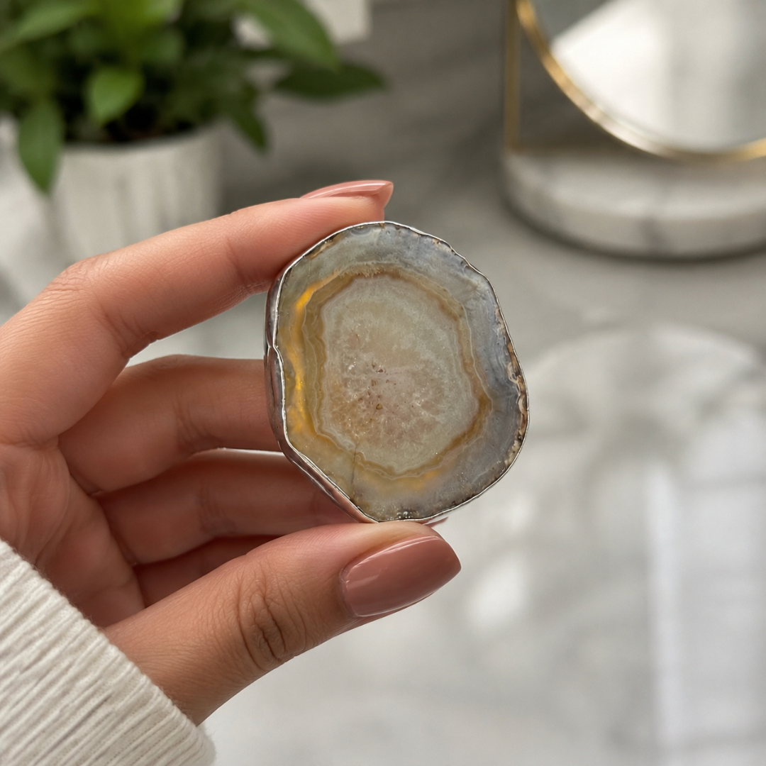 Natural Agate Slice Ring