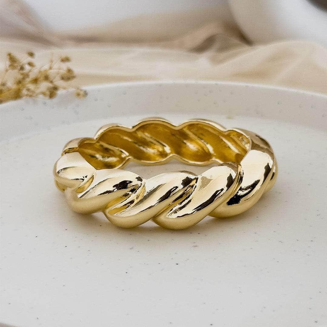 Chunky Twisted Gold Plated Cuff Bracelet