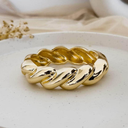 Chunky Twisted Gold Plated Cuff Bracelet